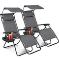 KEPLIN Zero Gravity Chairs Set of 2 with Canopy - Made of Textoline I Heavy Duty Lounger for Garden I Patio Sun Loungers I Foldi