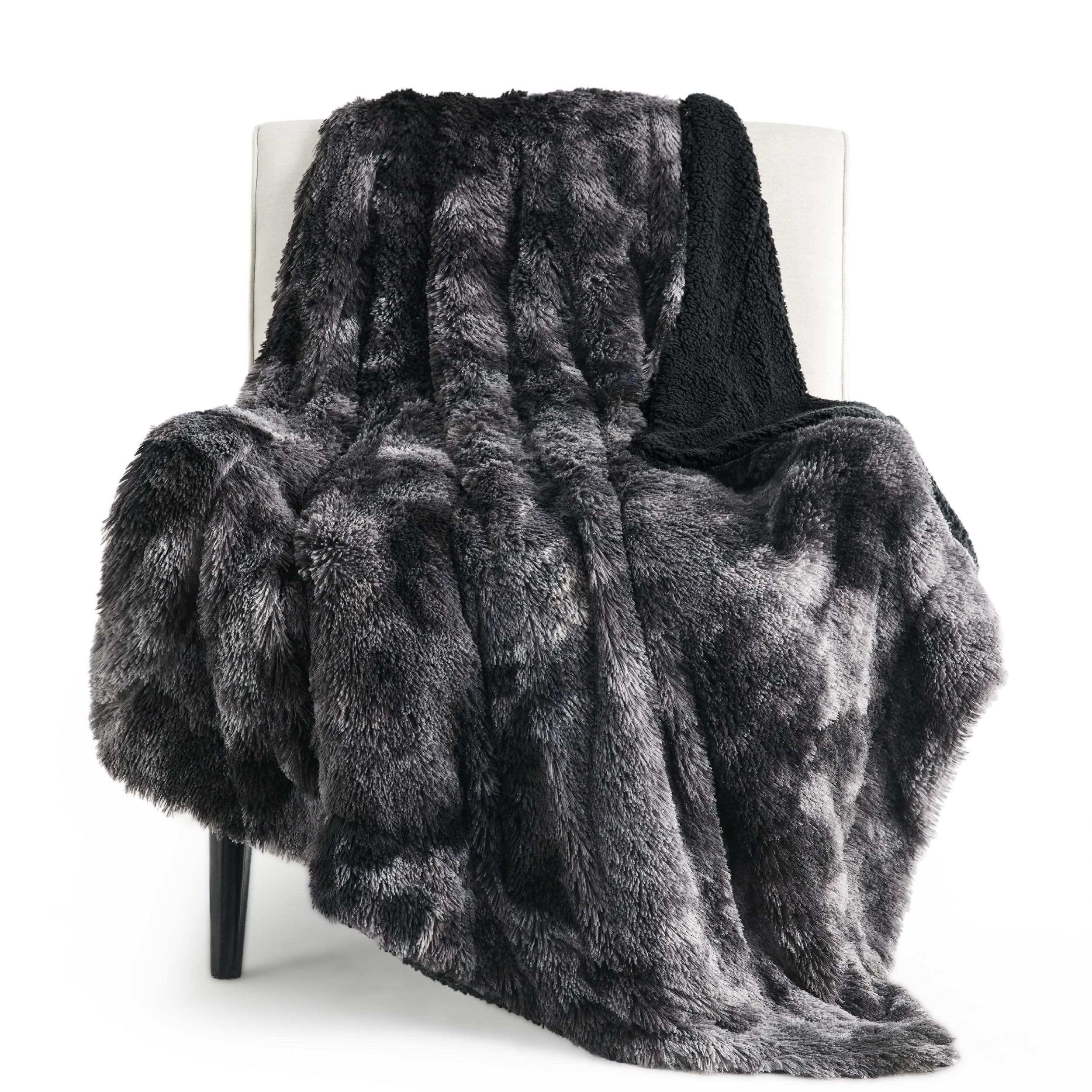 Bedsure Tie Dye Fuzzy Twin Blanket - Soft, Thick Sherpa with Shaggy Faux Fur, Decorative Twin Size Blanket for Couch, Sofa, Bed,