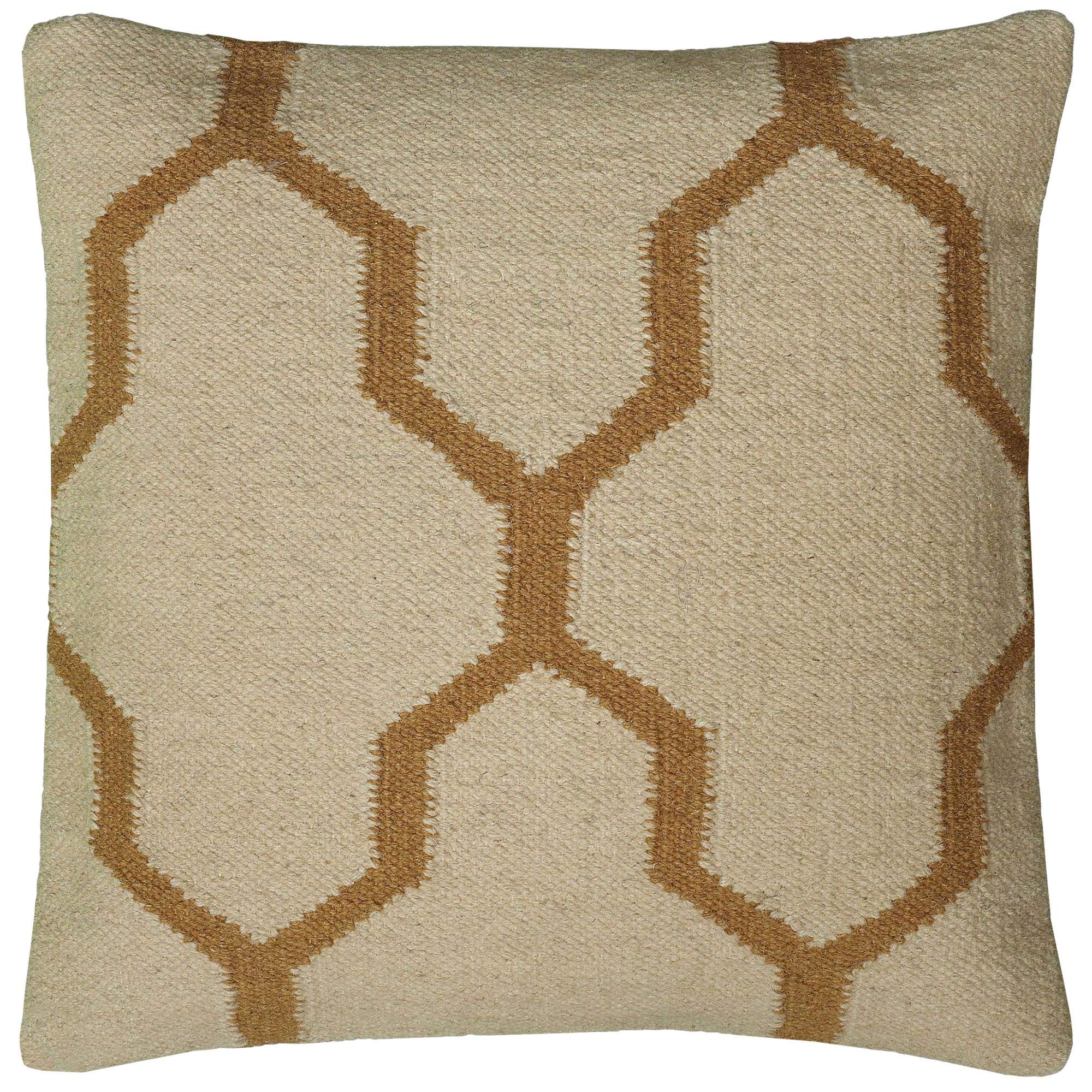 Rizzy Home T05988 Decorative Pillow, 18X18, Neutral/Orange/White