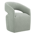 KISLOT Upholstered Dining Chairs with Casters No Assembly Modern Barrel Armchair with Rollers for Diningroom Bedroom Livingroom 