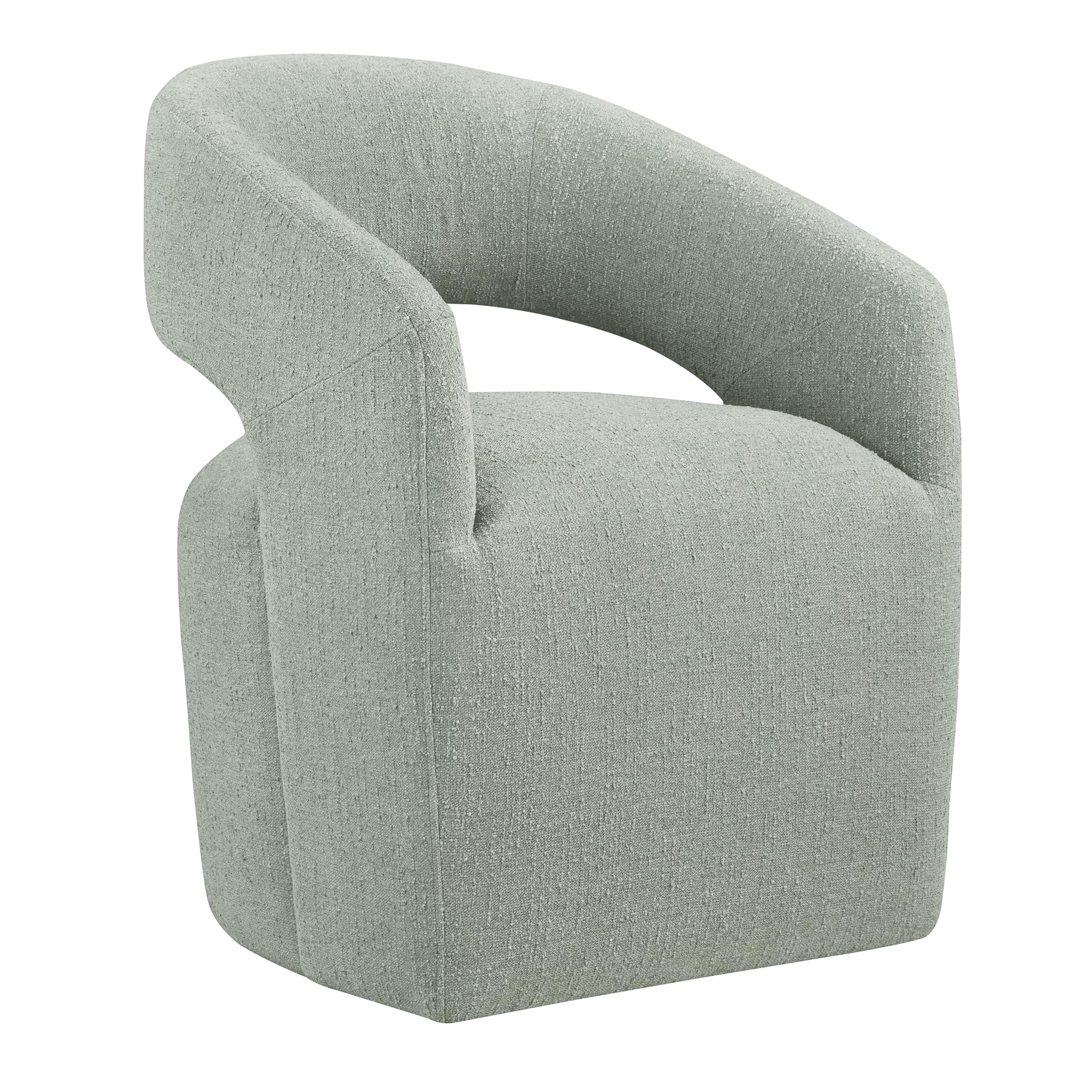 KISLOT Upholstered Dining Chairs with Casters No Assembly Modern Barrel Armchair with Rollers for Diningroom Bedroom Livingroom 