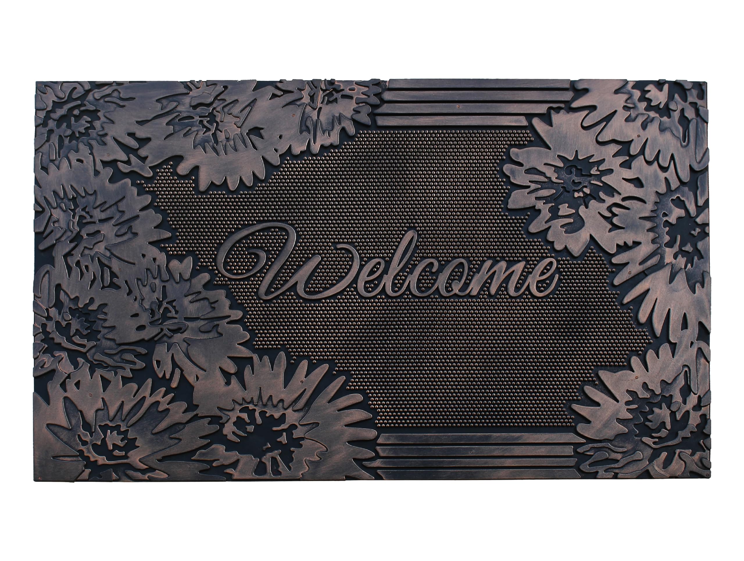 A1 Home Collections A1HCRB6129 Floor Rubber Pin Fun Designed Door Mats for Indoor Outdoor Entrance, 18 X 30, Floral Welcome