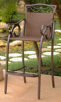 International Caravan Wicker Resin Patio Bar Stool in Antique Brown - Set of 2