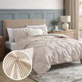 Swift Home Twin/Twin XL Pinstripe Taupe Comforter Set - Classic Pintuck Bedding Set - 2 Pieces Bed Linen, 1 Comforter and 1 Pill