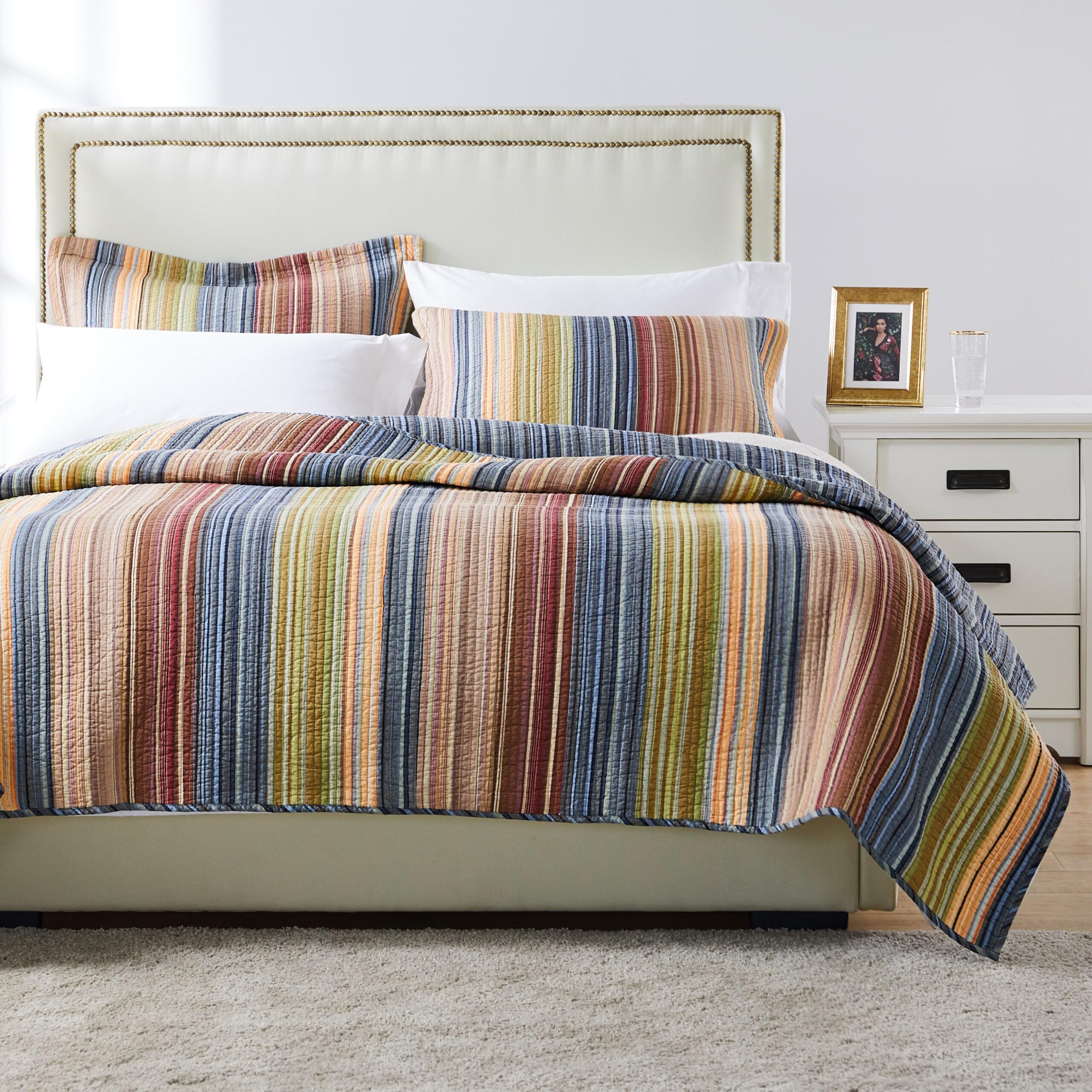 Greenland Home 100% Cotton Fashion Quilt Collection, Prewashed, Reversible Quilt Set, 3-Piece Full/Queen, Katy