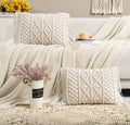 Homesunshine Macrame Lumbar Pillow Cover-Set of 2 with Tassels Rectangualr Cushion Covers Boho Throw Pillow Cover for Couch, Sof