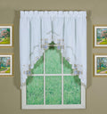 Todays Curtain Verona Reverse Embroidery Window Swag, 38-Inch, White/Blue - Verona CA50304P