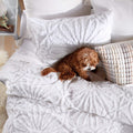 Peri Home 100% Cotton Comforter and Sham Set (White Chenille Medallion, Full/Queen)