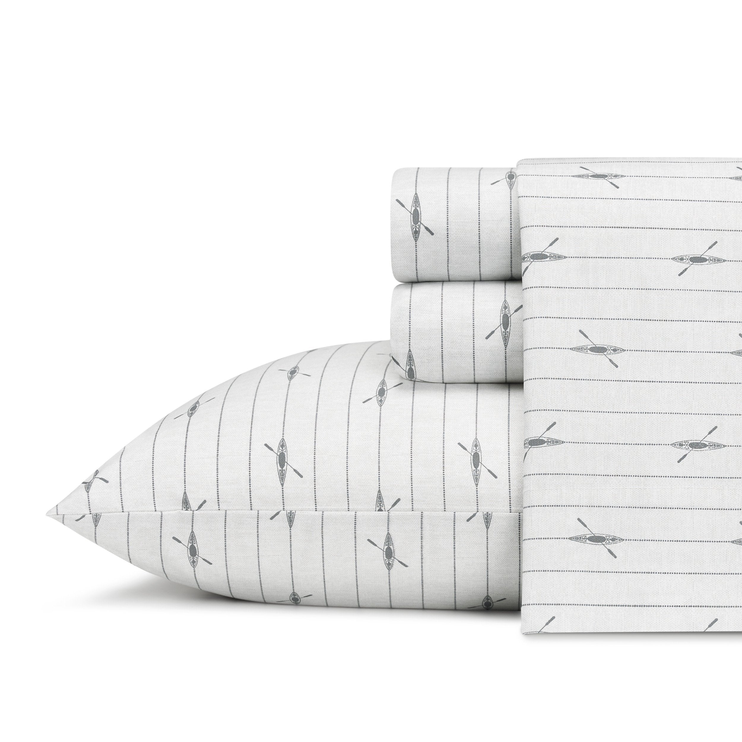 Eddie Bauer - King Sheets, Cotton Percale Bedding Set, Crisp & Cool Home Decor (Downstream, King)