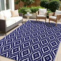 OLANLY Outdoor Rug 6x9 ft Waterproof, Outdoor Plastic Straw Rug with Geometric Pattern Clearance, Reversible RV Mat for Patio, C