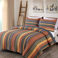 Chezmoi Collection Avery 3-Piece Multi-Color Striped 100% Washed Cotton Quilt Set King Size