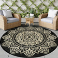famibay Round Outdoor Rugs for Patios 8ft Boho Plastic Outdoor Rug Waterproof Reversible Circle Outside Rugs Lightweight Portabl