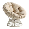 OSP Home Furnishings Wicker Papasan Chair with 360-Degree Swivel, Cream Frame with Cream Cushion