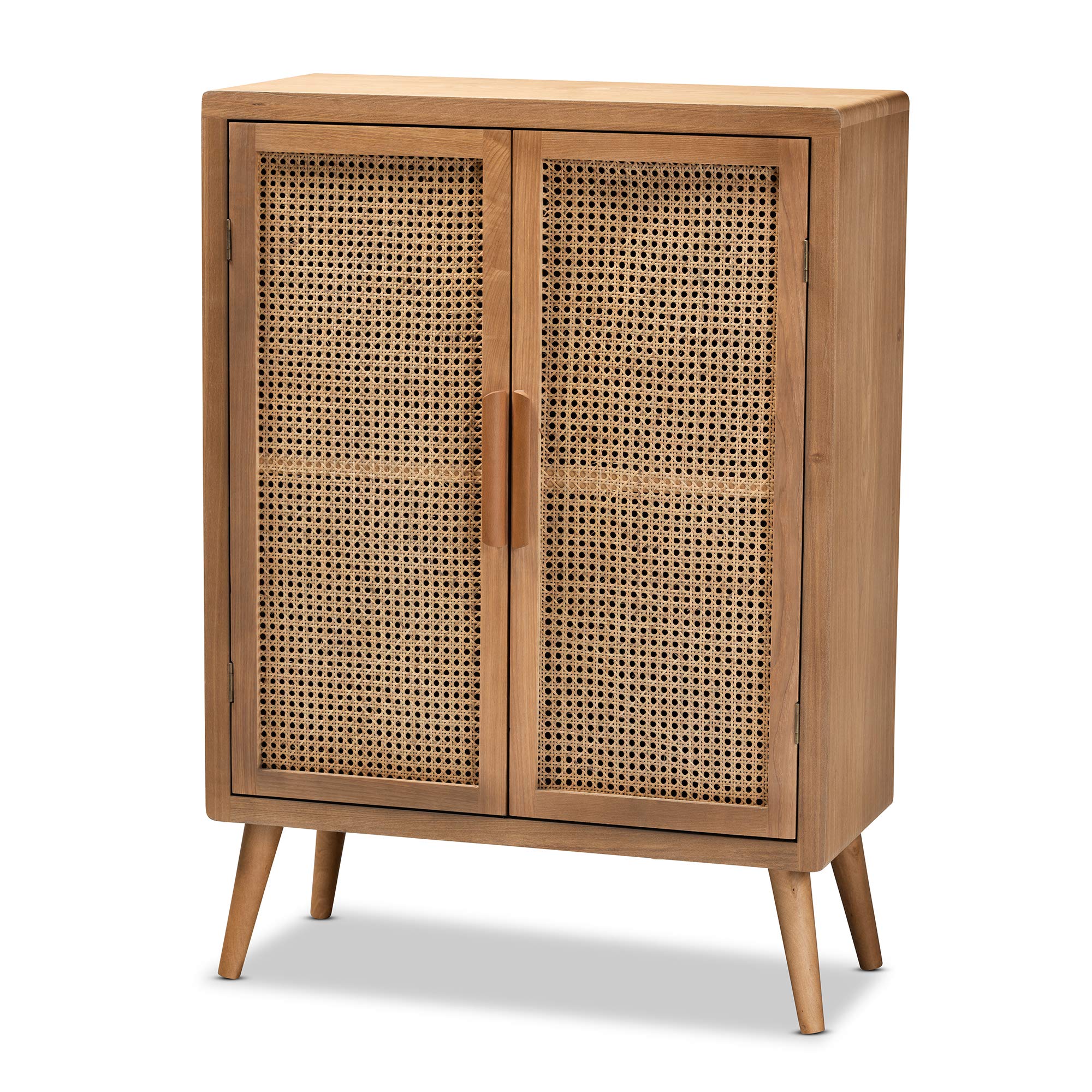Baxton Studio Alina 44.29-inch High 2-Shelf Storage Cabinet, Medium Oak (162-10554-HiT)
