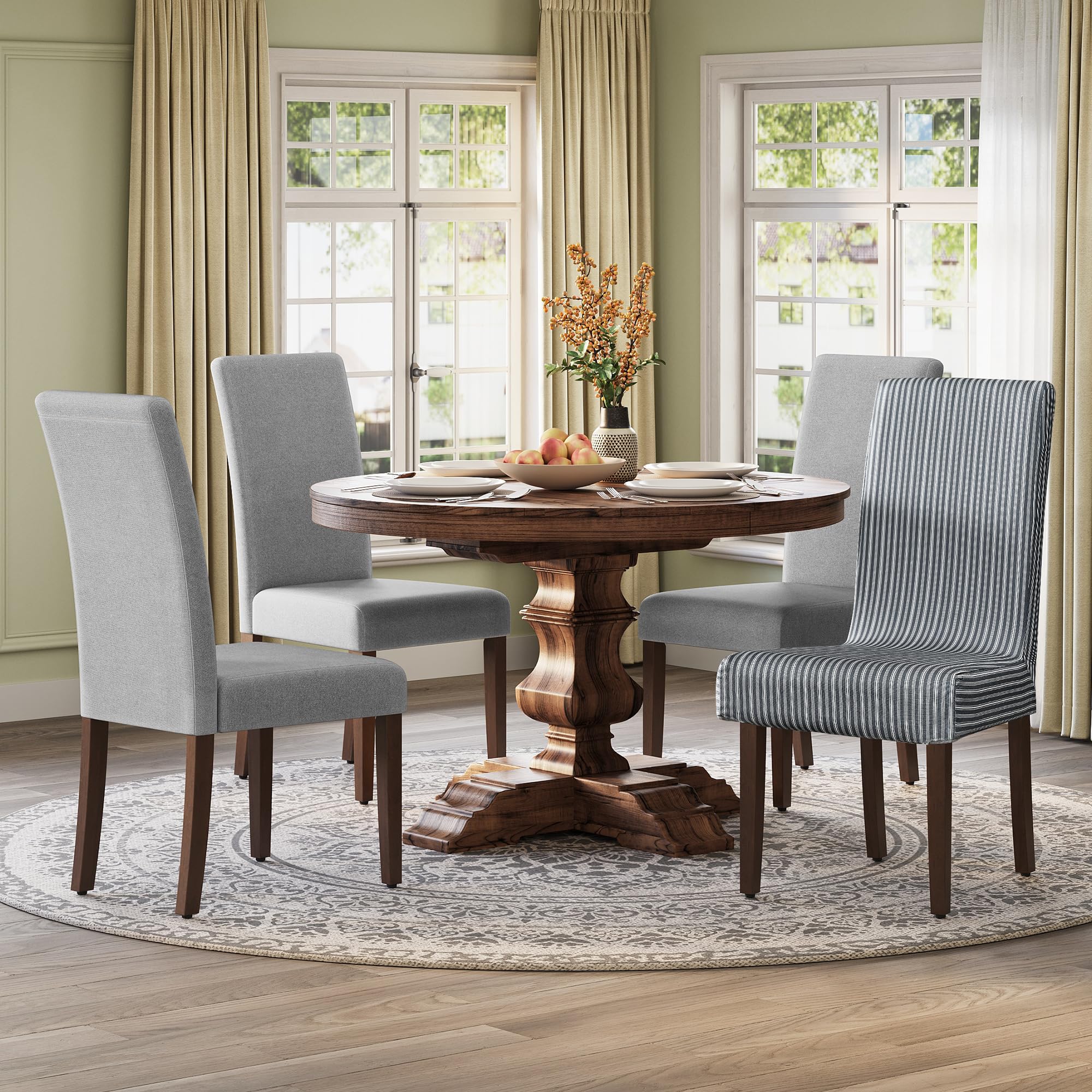 VASAGLE Dining Chairs, Set of 4 Chairs Dining Room, Parsons Chairs, Thick Seat, Removable Fabric Cover, High Back, for Kitchen B