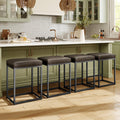 MAISON ARTS Counter Height 24 Bar Stools Set of 4 for Kitchen Counter Backless Modern Barstools Industrial Upholstered Faux Leat