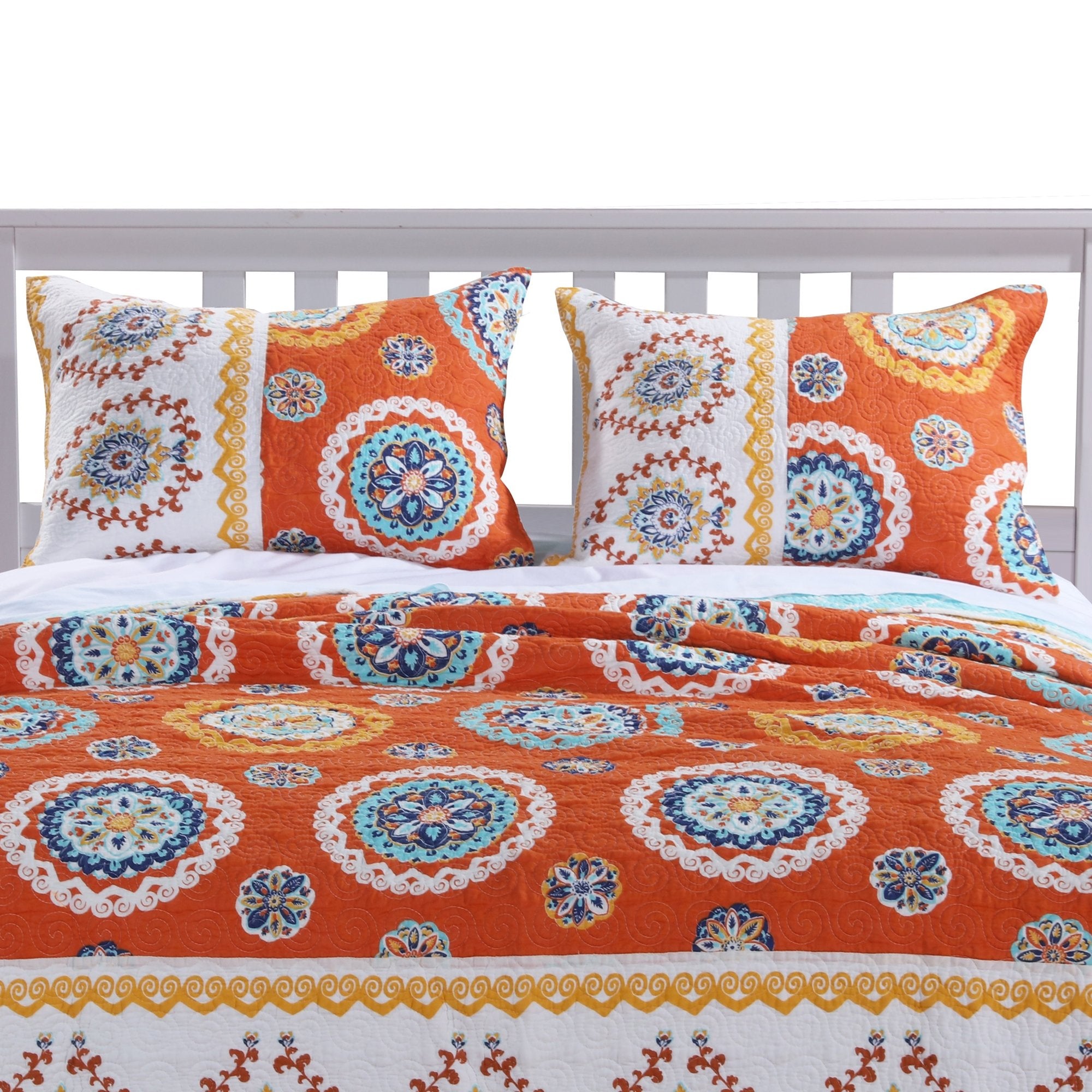 Barefoot Bungalow Rozario Quilted Pillow Sham,1 Count, King, Tangerine