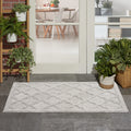 Nourison Easy Care Moroccan Silver Grey 2 x 4 Area Rug, Trellis, Easy Cleaning, Non Shedding, Bed Room, Living Room, Dining Ro