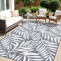 OLANLY Waterproof Outdoor Rug 5x8 ft, Reversible Outdoor Plastic Straw Rug with Leaf Pattern, RV Mat, Indoor Outdoor Carpet for 