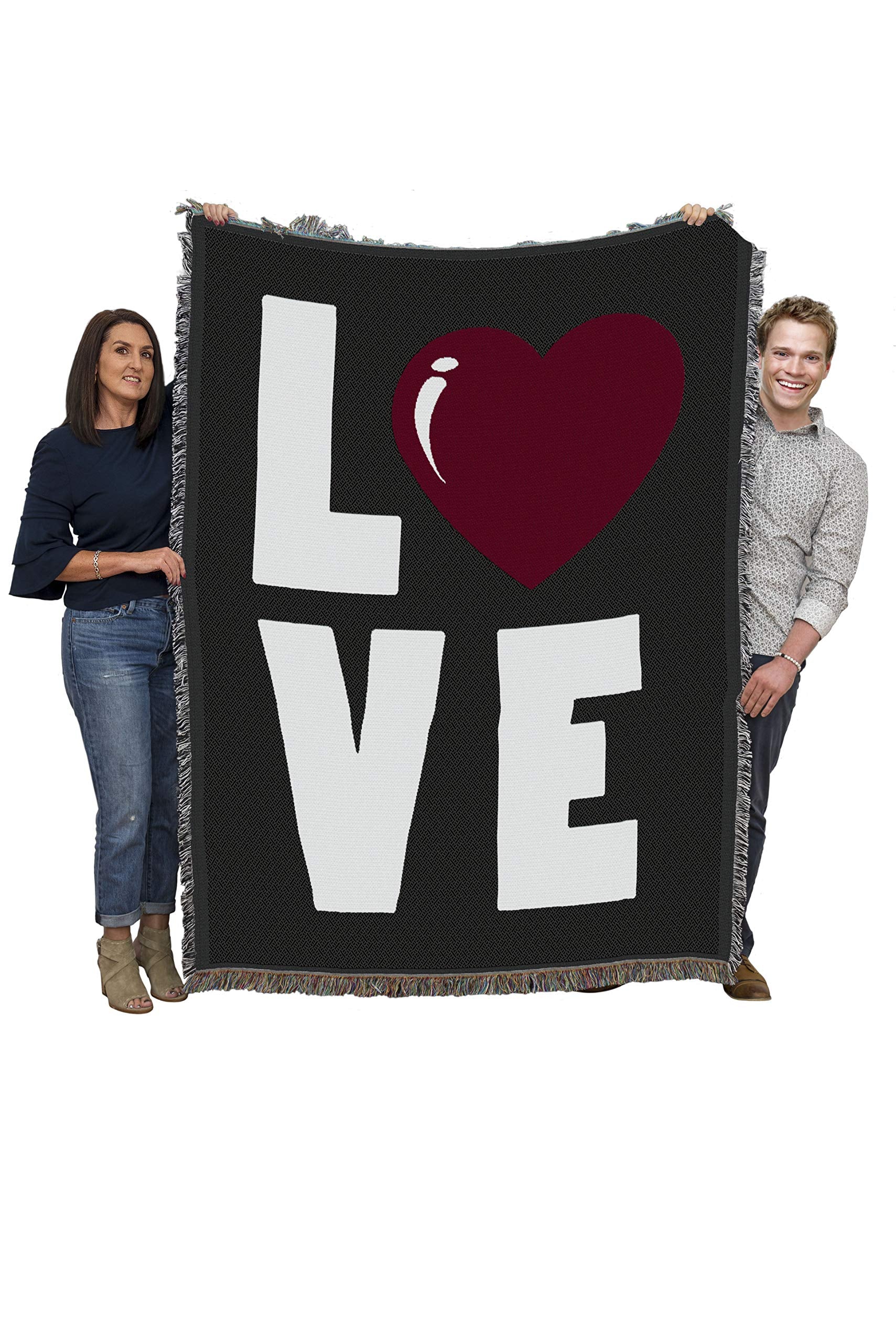 Pure Country Weavers Love with a Heart Blanket - Gift Tapestry Throw Woven from Cotton - Made in The USA (72x54)