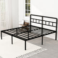 DiaOutro King Size Bed Frame with Headboard, 18 Inch Metal Platform No Box Spring Needed Heavy Duty Steel Slat Mattress Foundati