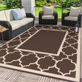 GENIMO 6 x 9 Outdoor Rug Waterproof for Patio Decor, Foldable Reversible Plastic Straw Area Rugs Mat for Camper, Outside Carpe