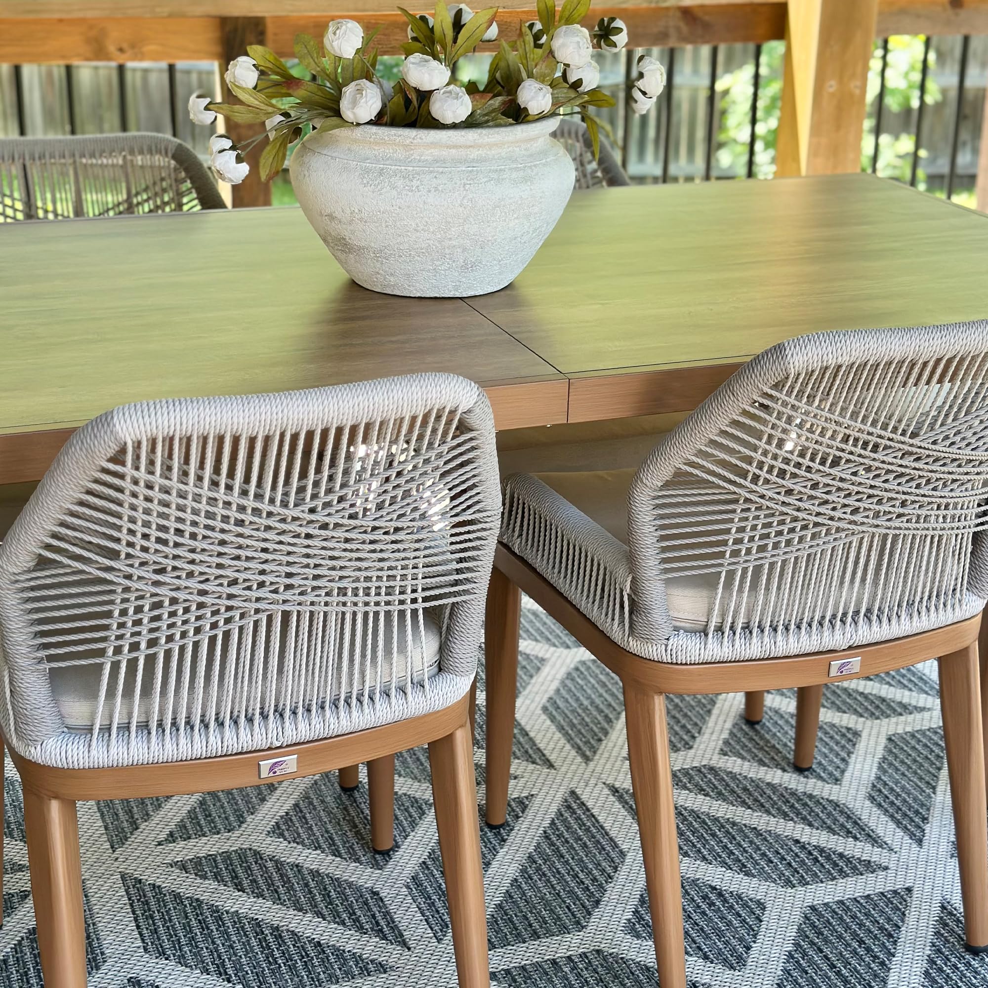 PURPLE LEAF Patio Dining Chair Set 2 Pieces Aluminum Modern Furniture Seating for Garden Kitchen Porch Outdoor Wicker Dining Cha