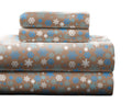 Pointehaven Heavy Weight Flannel Cotton Sheet Set, King, Snow Flakes/Tan