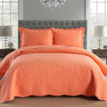 MarCielo 3-Piece 100% Cotton Oversized Bedspread Lightweight Quilt Coverlet Embroidery Farmhouse Bedding Set T0 (Salmon, Oversiz