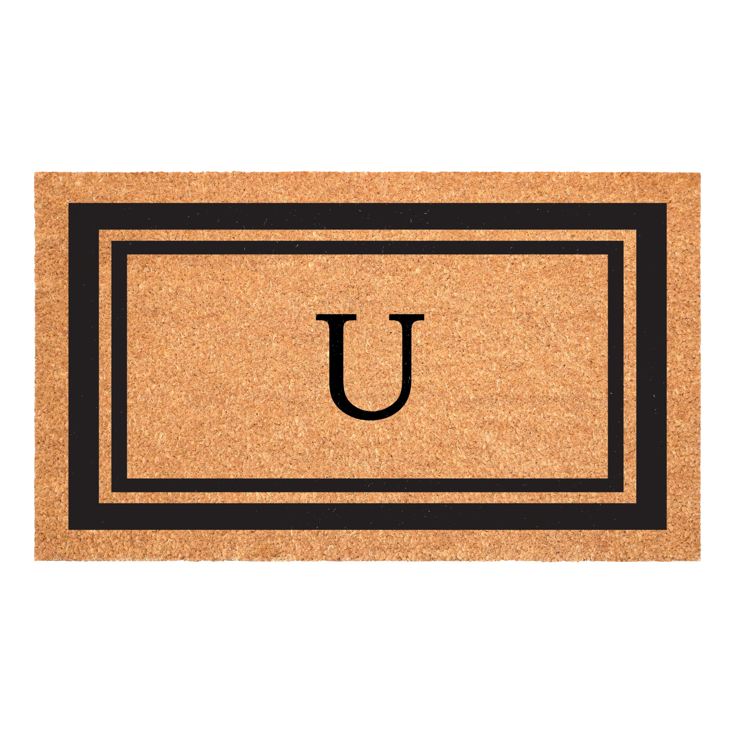 Calloway Mills 152962436U Black Border 24 x 36 Monogram Doormat, (Letter U)