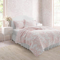 Laura Ashley - Queen Quilt Set, Reversible Cotton Bedding with Matching Shams, Lightweight Home Decor for All Seasons (Bedford P
