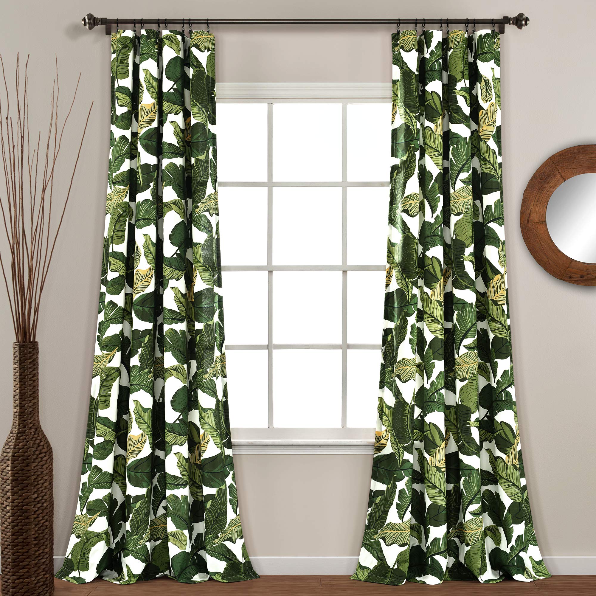 Lush Decor Tropical Paradise Window Curtain Panel Pair, 108 L x 52 W, Green