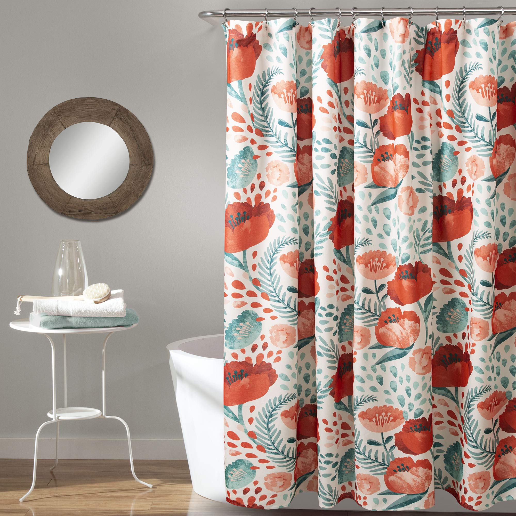 Lush Decor, Multi Poppy Garden Shower Curtain, 72 x 72, 72 x 72