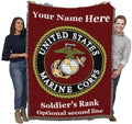 Pure Country Weavers US Marine Corps - Emblem Blanket Red - Personalized - Custom Gift Military Tapestry Throw Woven from Cotton