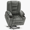 MCombo Power Lift Recliner Chair with Massage and Heat for Elderly People, Cup Holders, USB Ports, Side Pockets, Fabric 7529 (Me