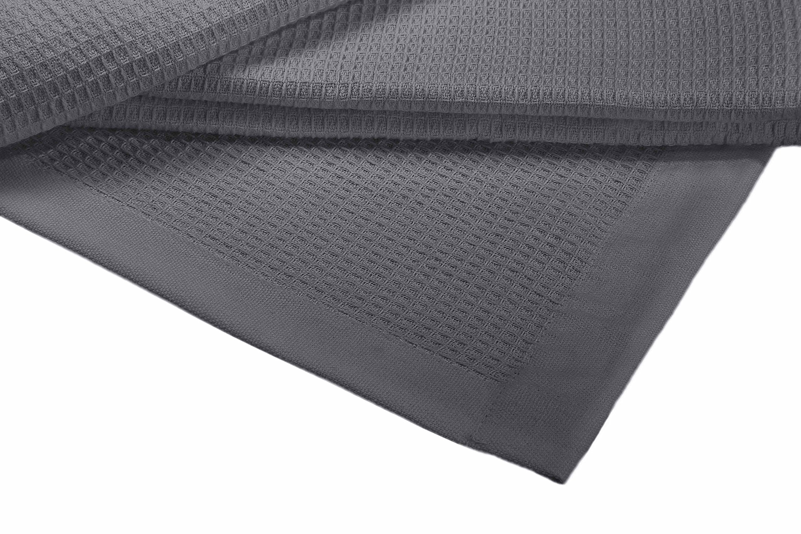 Crover Collection All Season Thermal Waffle Cotton King Blanket 108x90 Dark Grey with Deep Plain Edge Border Durable and Soft