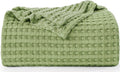 Utopia Bedding Cotton Waffle Blanket 300 GSM (Sage Green - 90x72 Inches) Soft Lightweight Breathable Bed Blanket Twin Size Layer