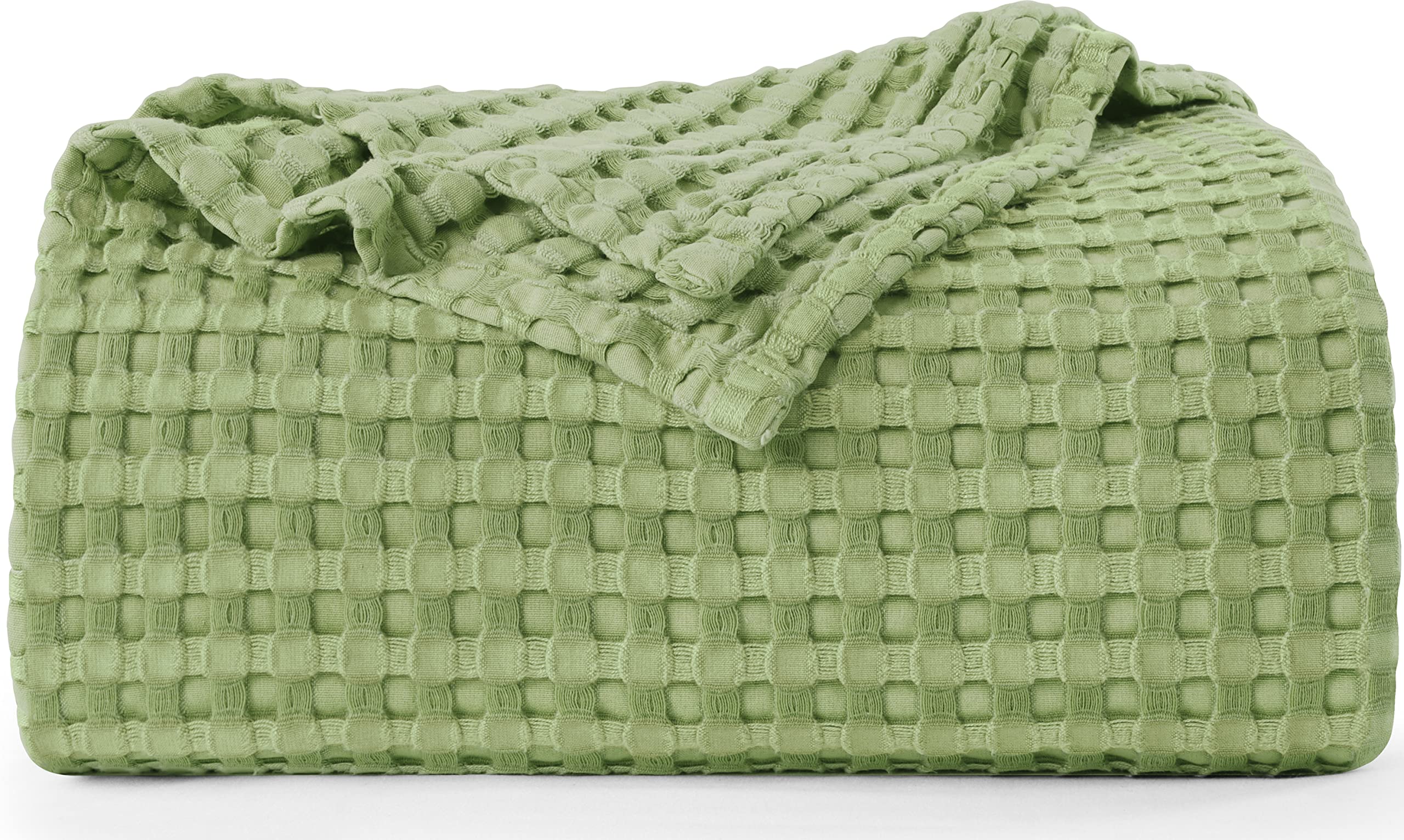 Utopia Bedding Cotton Waffle Blanket 300 GSM (Sage Green - 90x72 Inches) Soft Lightweight Breathable Bed Blanket Twin Size Layer