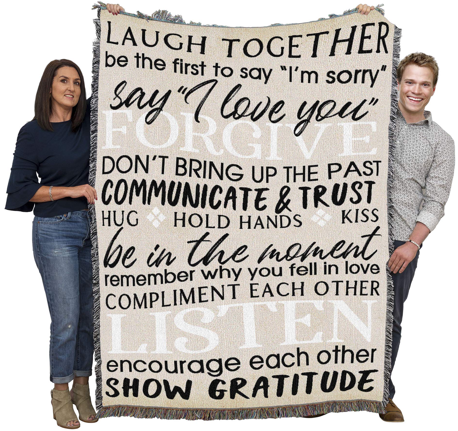 Pure Country Weavers Laugh - I Love You Word Blanket - Custom Gift Tapestry Throw Woven from Cotton - Made in The USA (72x54)