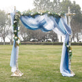 NICETOWN Navy Blue Ombre Sheer Scarf Curtains Valances, Elegant Backdrop Voile Texture for Indoor Outdoor Wedding Ceremony/Party