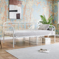 JURMERRY Metal Daybed Frame Twin Size with Steel Slats Platform Furniture, White