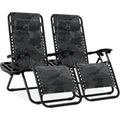 Best Choice Products Set of 2 Adjustable Steel Mesh Zero Gravity Lounge Chair Recliners w/Pillows and Cup Holder Trays - Camofla