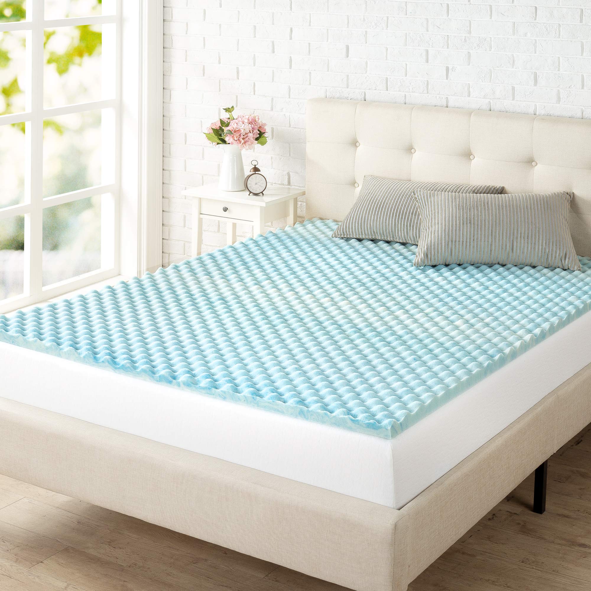 ZINUS 1.5 Inch Swirl Gel Cooling Memory Foam Mattress Topper, Cooling Airflow Design, CertiPUR-US Certified, Twin
