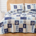 Great Bay Home Full/Queen Coastal Quilt Bedding Set, Summer Coastal Quilt with Shams, Beach 3-Piece Reversible All Season Bedspr