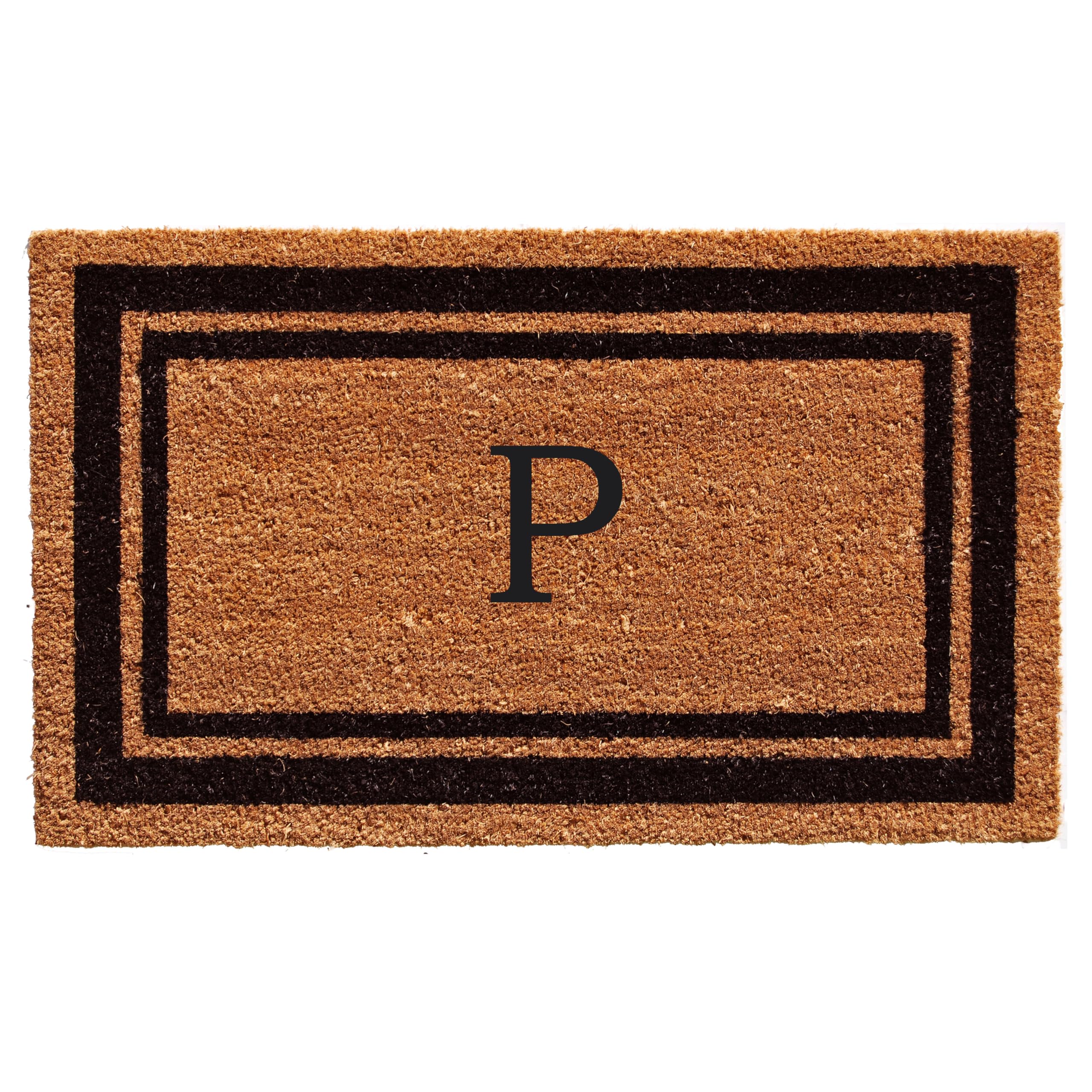 Calloway Mills 152961830P Black Border 18 x 30 Monogram Doormat, (Letter P)