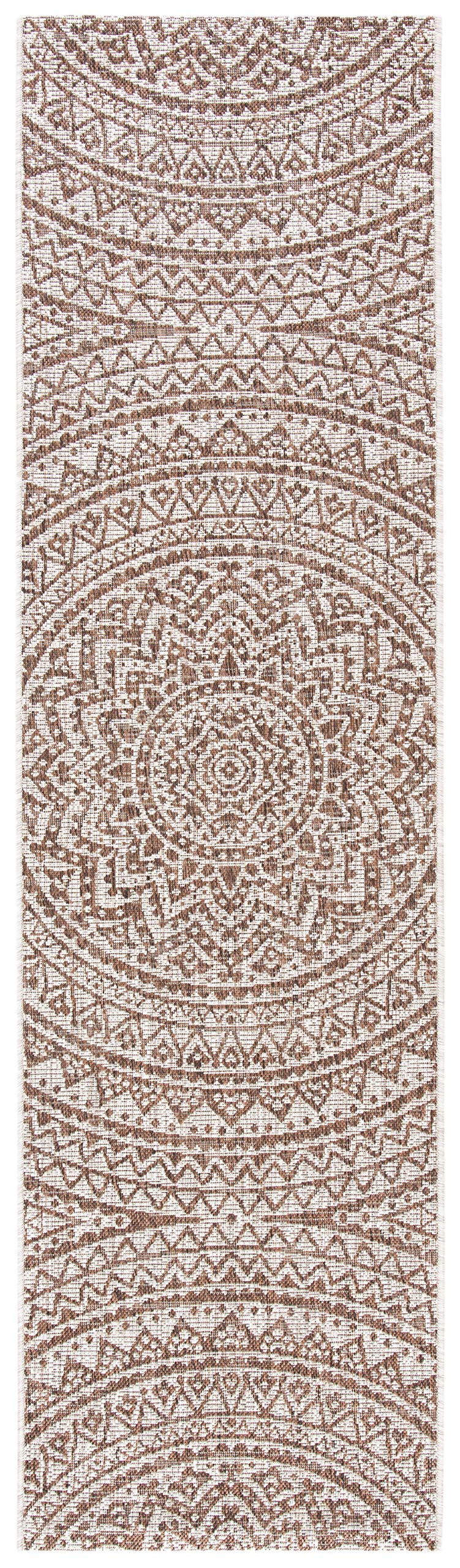 SAFAVIEH Courtyard Collection 23 x 67 Light Beige / Light Brown CY8734 Indoor/ Outdoor Waterproof Easy Cleaning Patio Backyard