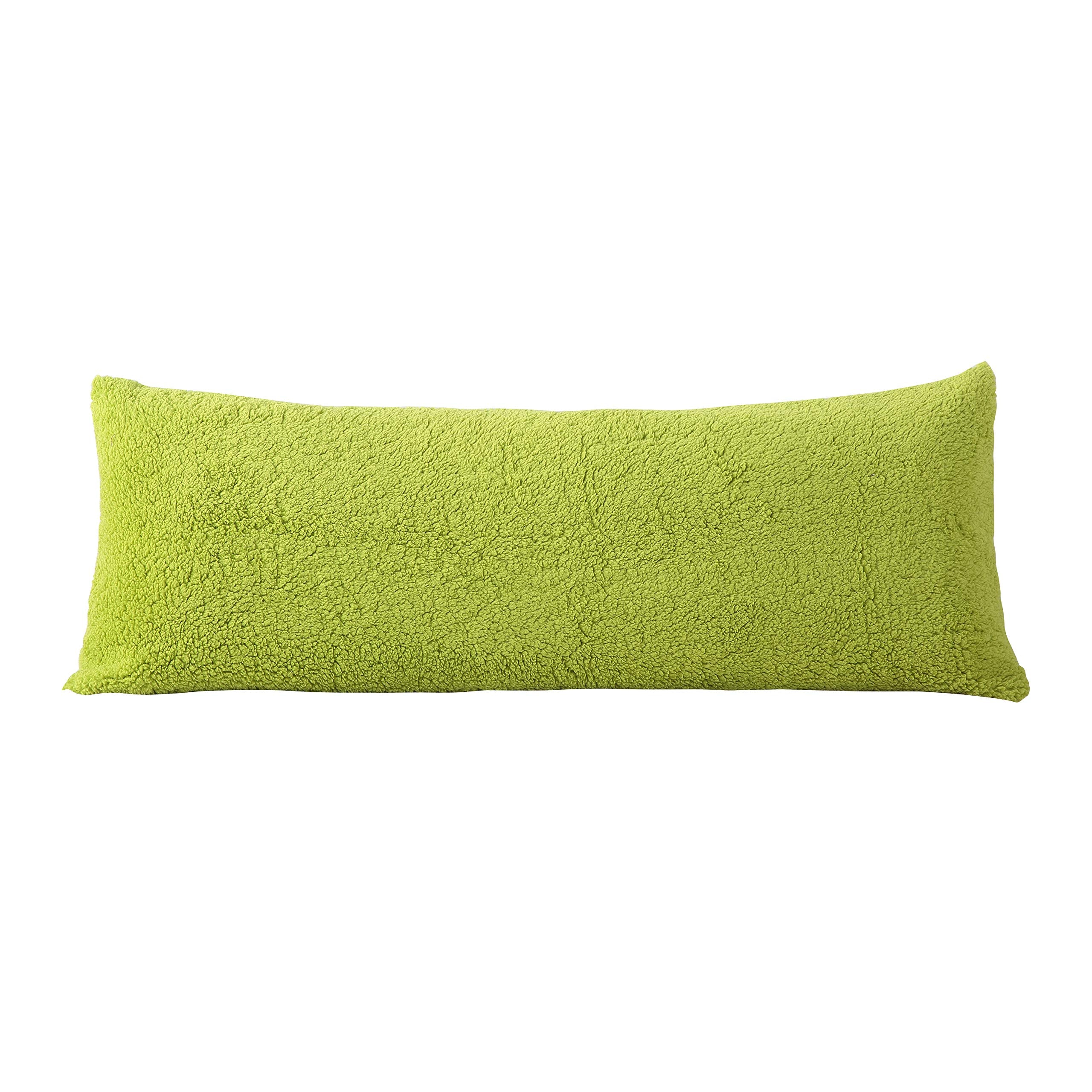 Reafort Ultra Soft Sherpa Body Pillow Cover/Case with Zipper Closure 21x54 (21x54 Body Pillow Cover, Lime)