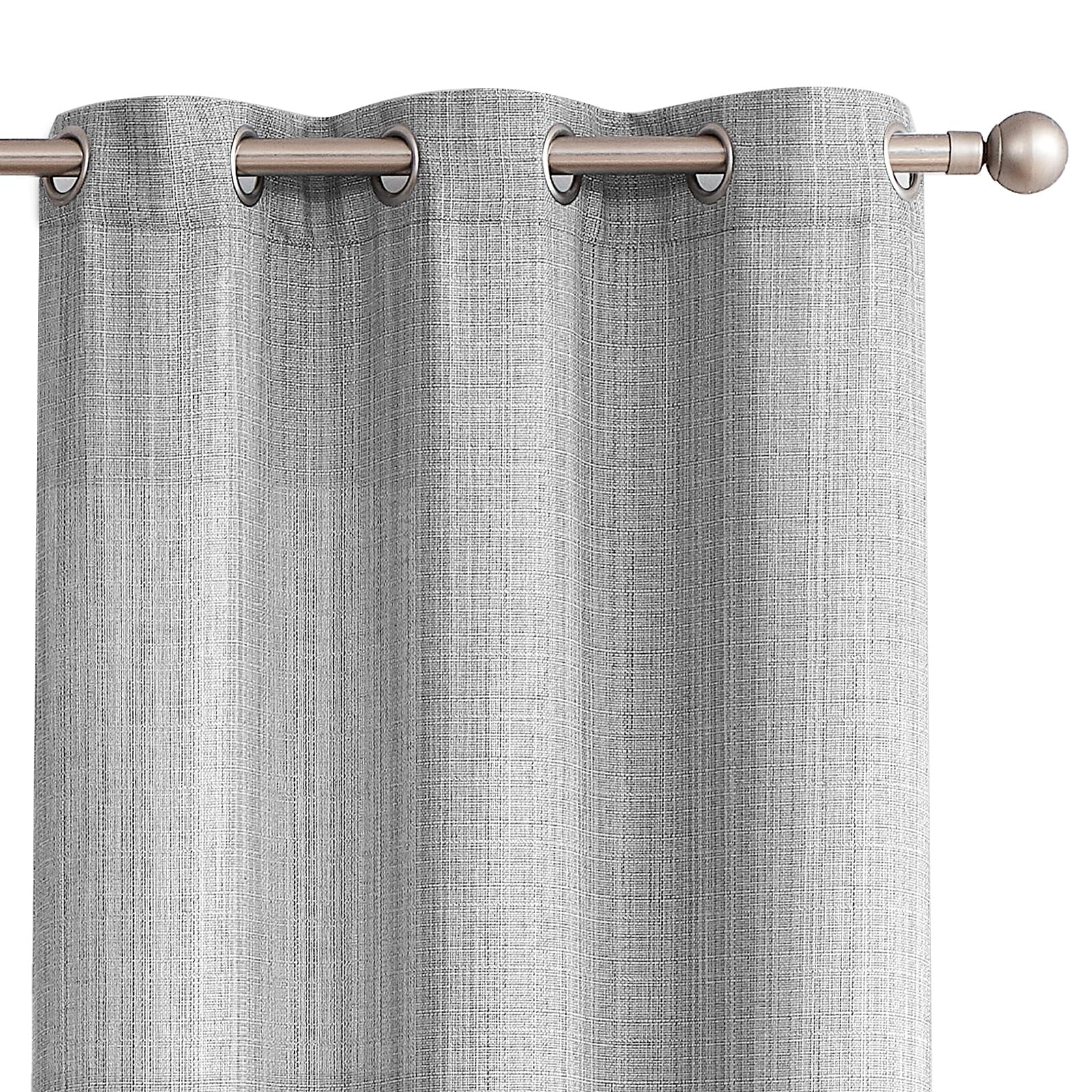 jinchan Grey Linen Textured Curtains 96 Inch Long 2 Panels for Living Room Grommet Top Light Filtering Window Drapes for Bedroom