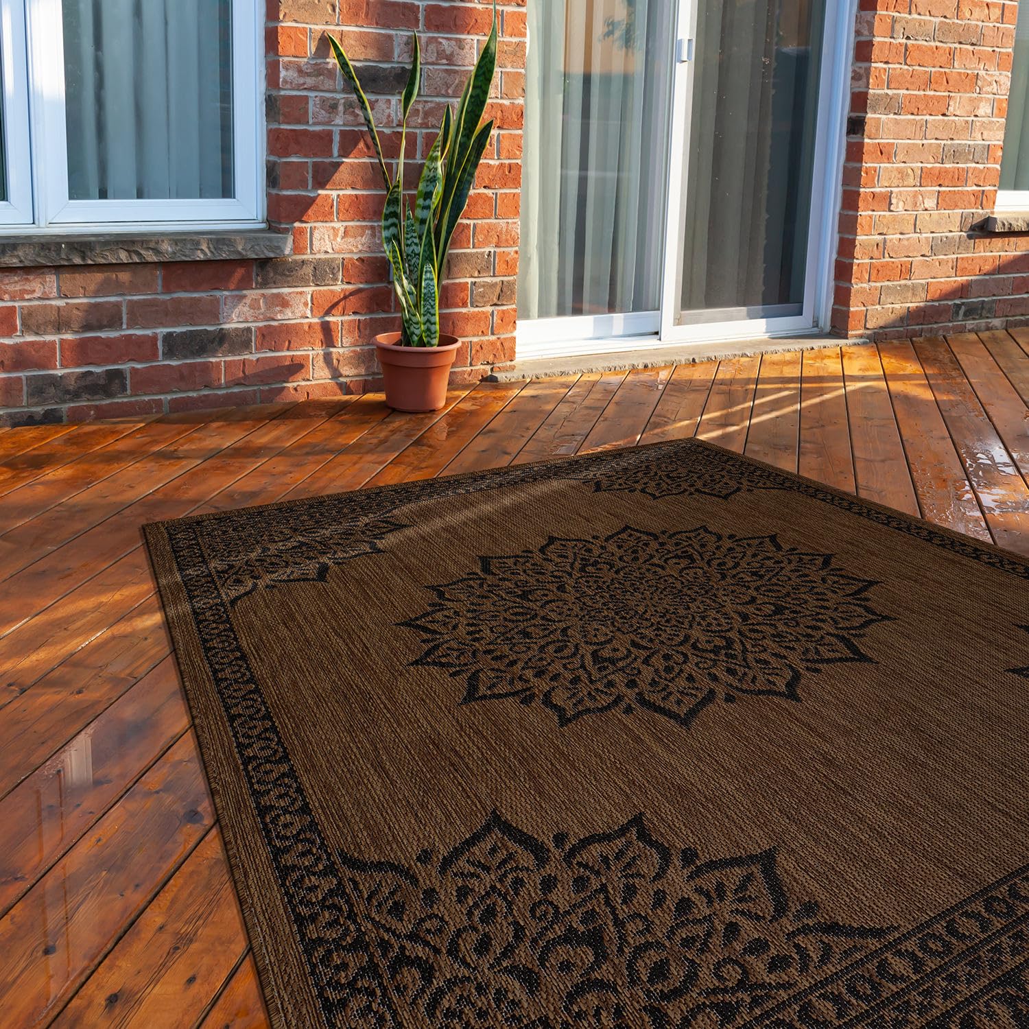 CAMILSON Indoor Outdoor Rug, Modern Area Rugs for Indoor and Outdoor Patios, Kitchen and Hallway mats, Washable Porch Deck Outsi
