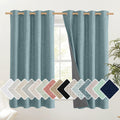 NICETOWN 100% Absolutely Blackout Linen Curtains with Thermal Insulated White Liner, Skylark Blue, 52 inches Wide, 63 inches Len